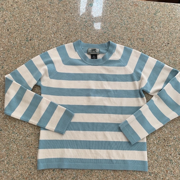 Horny Toad Light Blue Striped Cropped Sweater - Picture 3 of 6